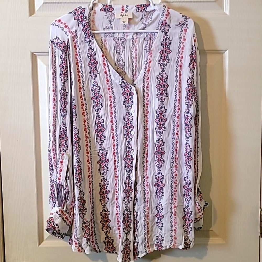 Style & Co. Lightweight Bo-Ho button up V-Neck